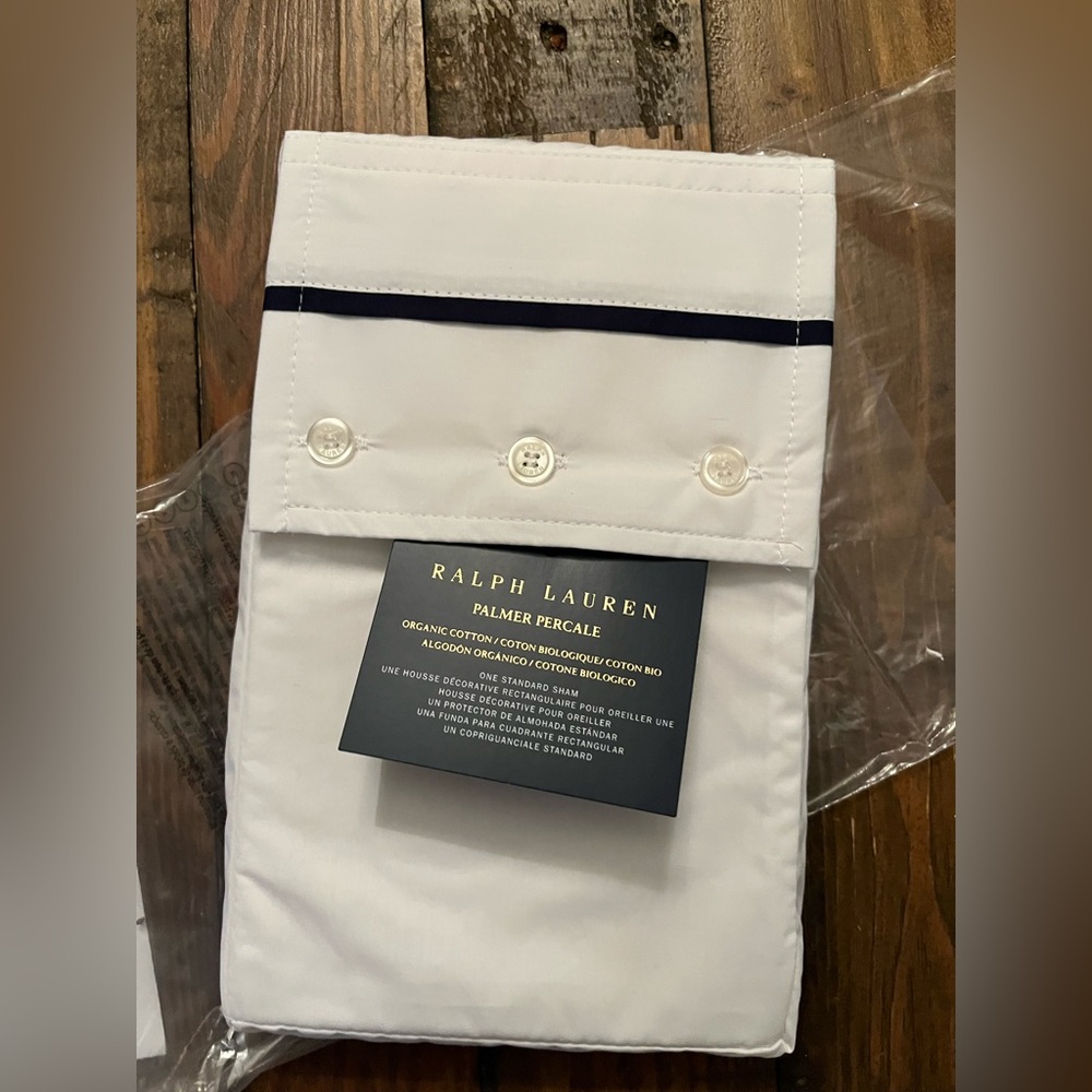 Ralph Lauren Polo‎ Navy & White standard Sham Neutral Luxury Bedding Pillow